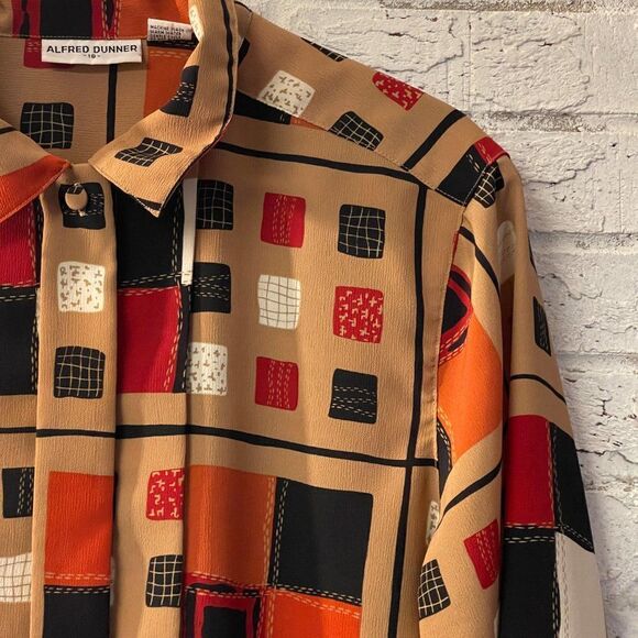 Alfred Dunner Retro Long Pleated Front Sleeve Blouse Plus Size Curvy 18 - Picture 3 of 10